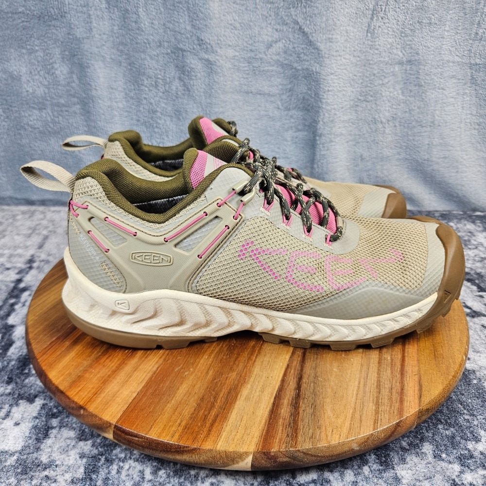 KEEN NXIS EVO Shoes Womens 10 Beige Waterproof Hiking Trail Running Sneakers